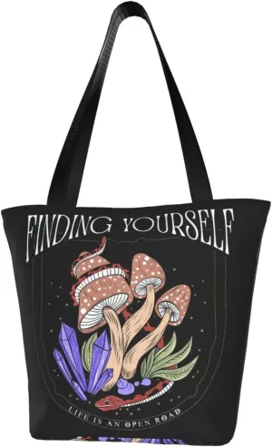 Vintage Mushrooms It's Okay to Not Be Okay Women's Tote Bag Lightweight Shopping Handbag Travel Shoulder Bag