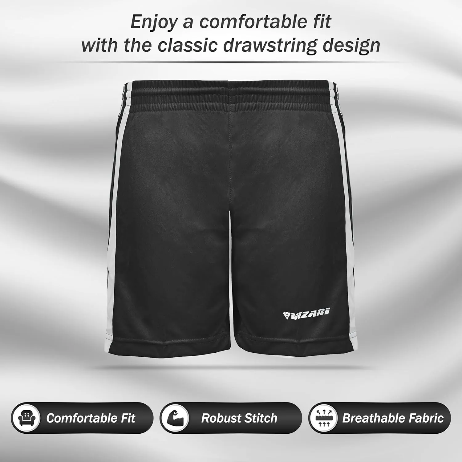 Vizari Athletic Shorts for Youth | Breathable Polyester Perfect for Soccer, Gym, Running, and Sports Play