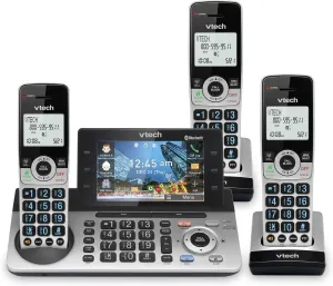 VTech IS8251-3 Business Grade 3-Handset Expandable Cordless Phone for Home Office, 5" Color Display, Programmable Short Cut Keys, Smart Call Blocking, Answering System,Bluetooth Connect to Cell