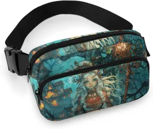 Waist Bag Crossbody Bag with Multiple Pockets with Adjustable Strap Travel White-Haired Priestess Printed Chest Bag Fanny Pack for Men Women for Sports