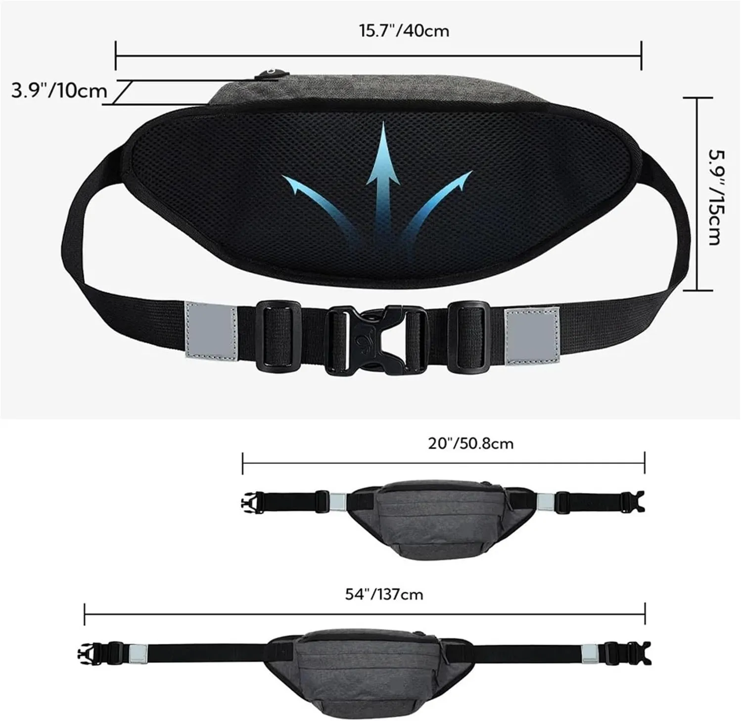 Waist Bag Men Women resist Large Hiking Belt Bags Shoulder Crossbody Running Walking(Dark Gray)