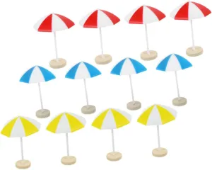 Wakauto 2sets 8pcs Miniature Beach Umbrella Props for Dollhouse Decor Sunshade Models for Miniature Gardens Potted Plants and Ocean Scene Decoration 8pcs*2