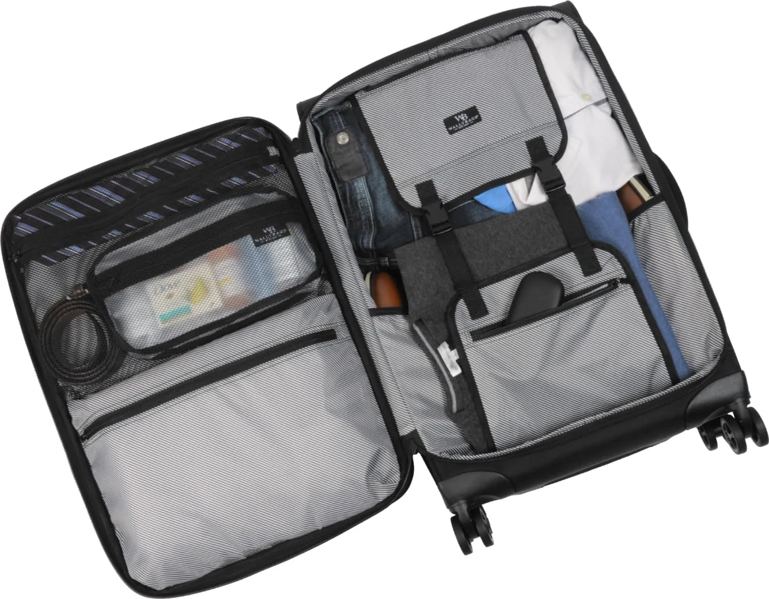 WallyBags Solutions Expandable Spinner with Removable Garment Bag, Black, 25-Inch