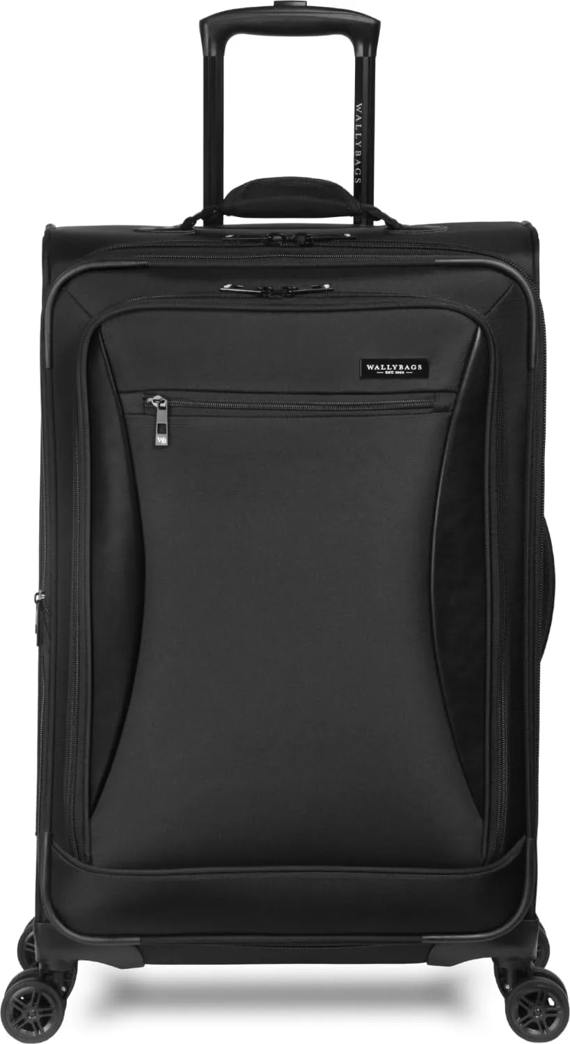 WallyBags Solutions Expandable Spinner with Removable Garment Bag, Black, 25-Inch