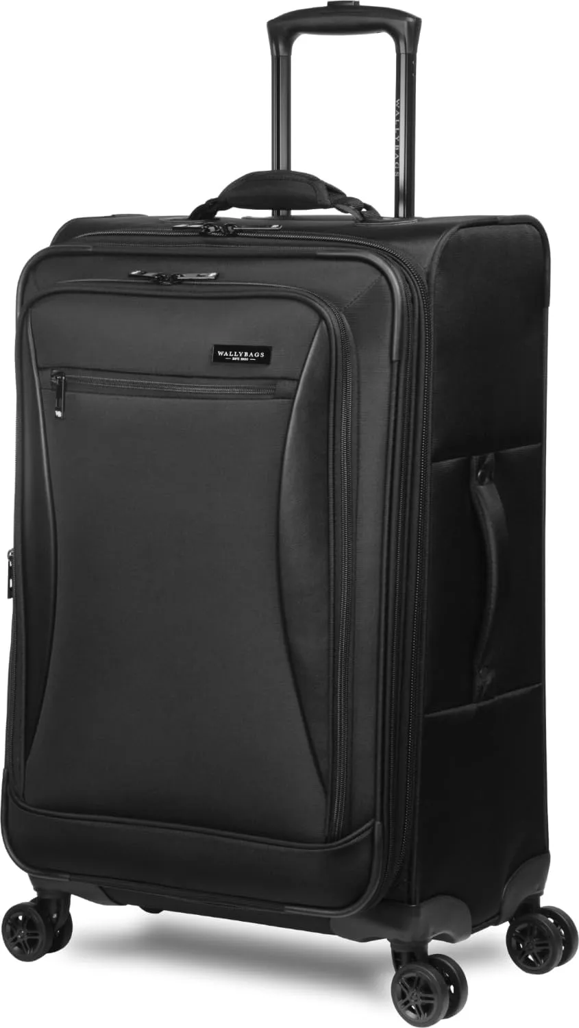 WallyBags Solutions Expandable Spinner with Removable Garment Bag, Black, 25-Inch