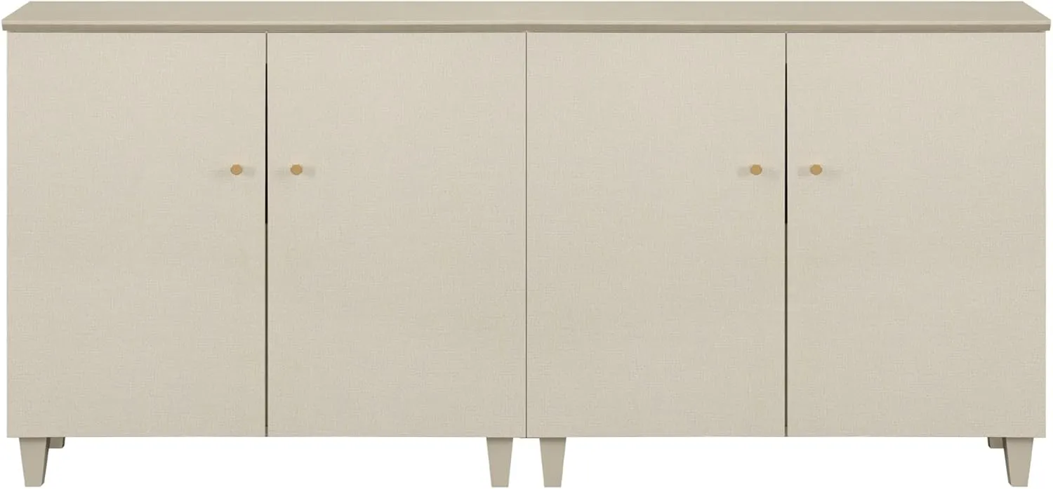 WAMPAT Buffet Cabinets Sideboards, 70.8" Wood Credenza Console Tables with 4 Doors, 2-in-1 Kitchen Storage Cabinets with 6 Compartments & Solid Wood Legs for Living Room, Hallway, Beige