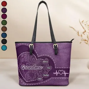 WANDER PRINTS Personalized Combo Leather Wallet And Tote Bag - Gift for Grandma, Mother - Grandma Mommy's Little Sweethearts