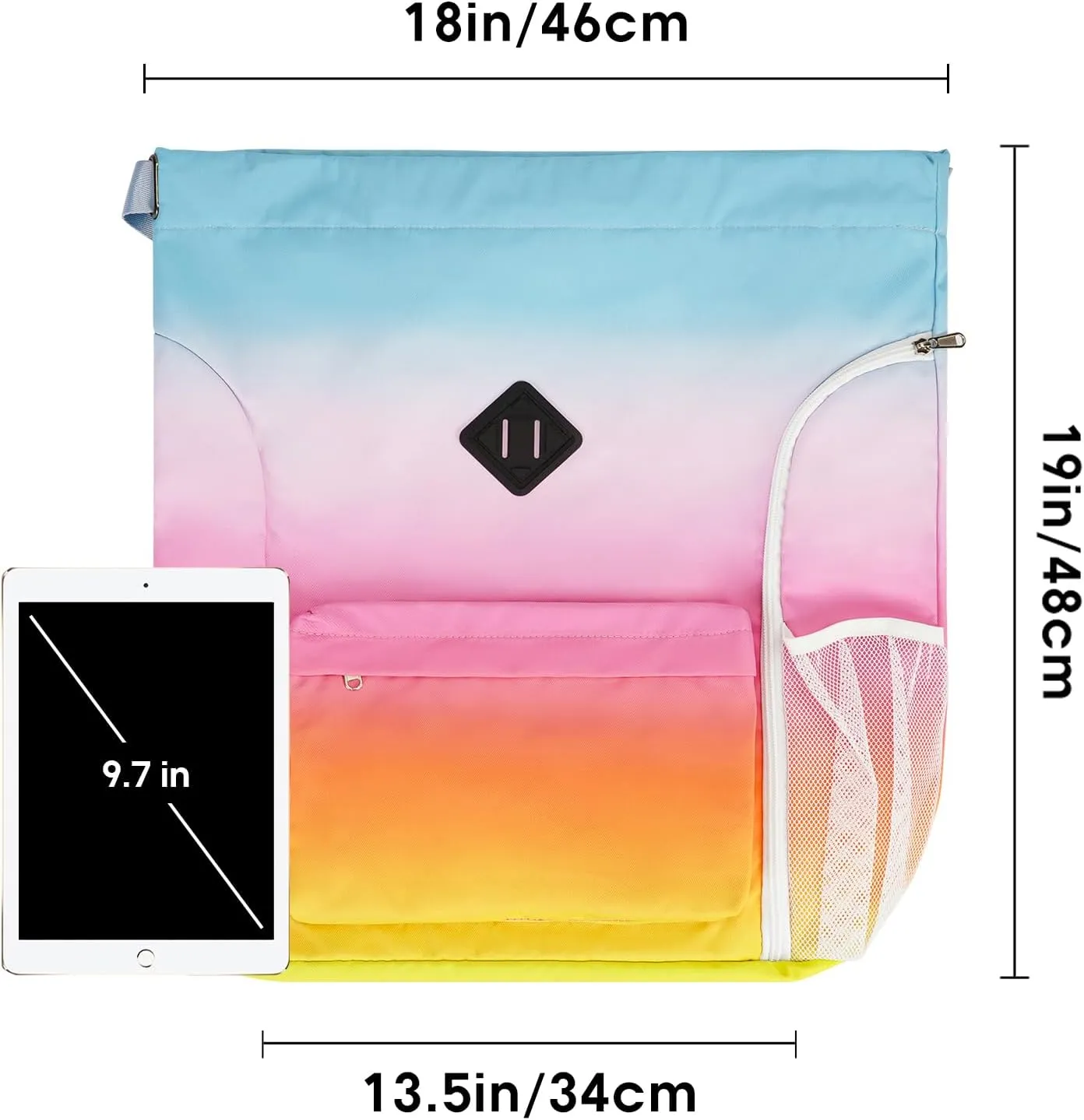 WANDF Drawstring Backpack Sports Gym Bag with Shoes Compartment, Water-Resistant String Backpack Cinch Bag for Women Men (Rainbow)