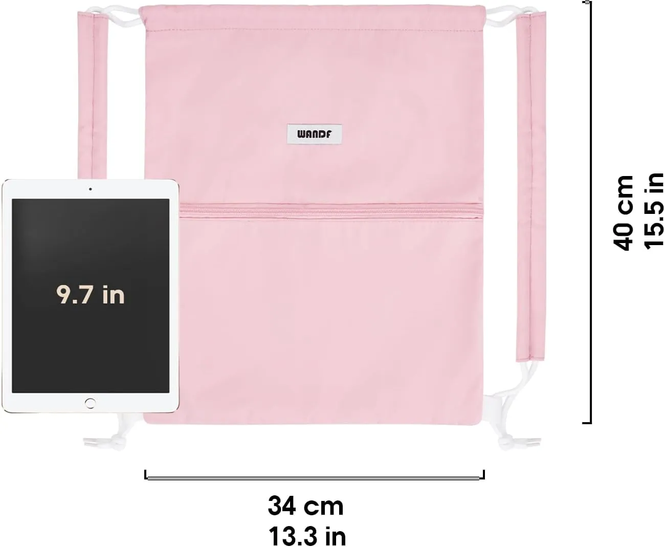 WANDF Drawstring Backpack Sports Gym Bag with Shoulder Pads Water Resistant String Bag Cinch Bag for Women Men (Pink)