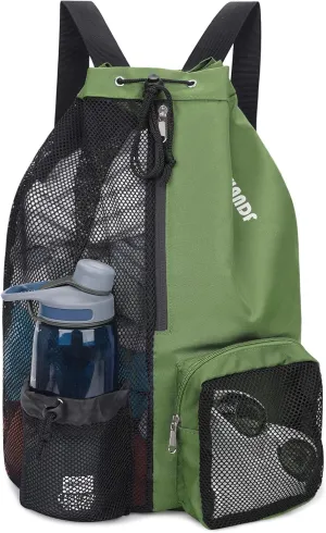 WANDF Swim Bag Mesh Drawstring Backpack with Wet Pocket for Swimming, Gym, and Workout Gear