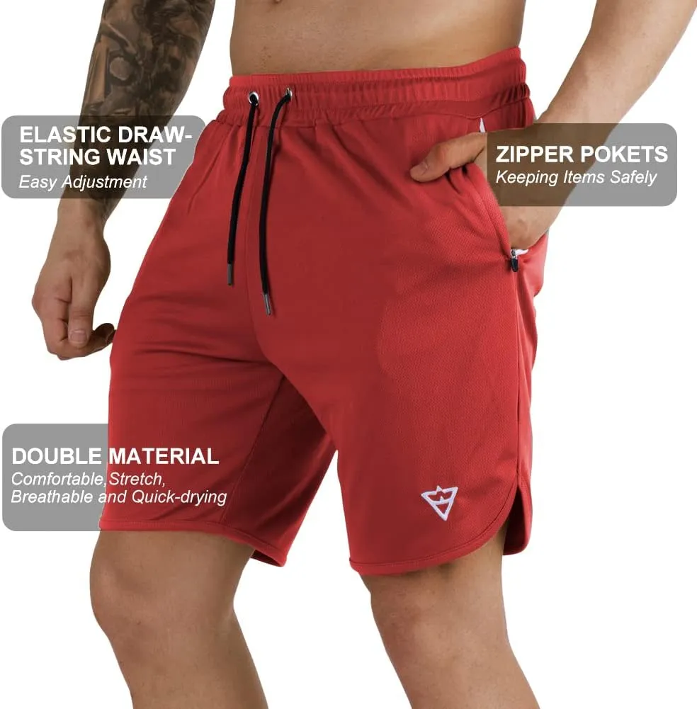 Wangdo Men's 7" Running Shorts with Zipper Pocket for Gym & Athletics