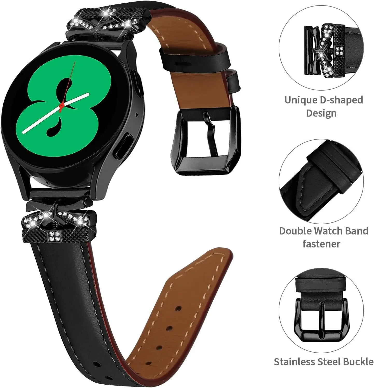Watch Replacement Strap Compatible With Galaxy Watch 3 41mm Bracelets,Adjustable Genuine Leather Wrist Strap with Metal Buckle for Galaxy Watch 42mm/Active/Active2/Gear S2