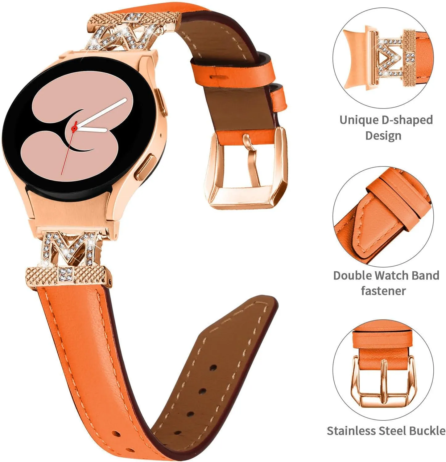 Watch straps Compatible With Galaxy watch 5 40 mm 44mm,Adjustable Genuine Leather Wrist Strap for Galaxy Watch 4 Classic 42mm 46mm/Watch 5 Pro 45mm