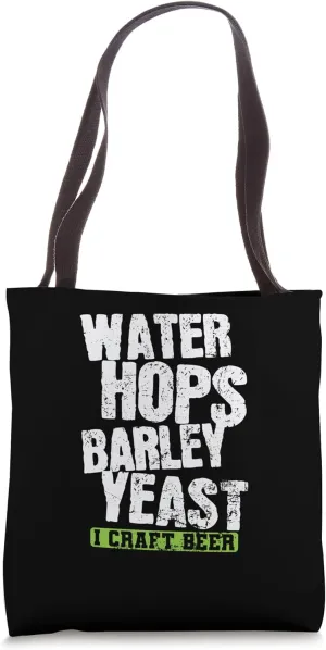 Water Hops Barley Yeast I Craft Beer Tote Bag