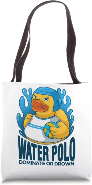 Water Polo Rubber Duck Dominate or Drown funny Water Polo Tote Bag