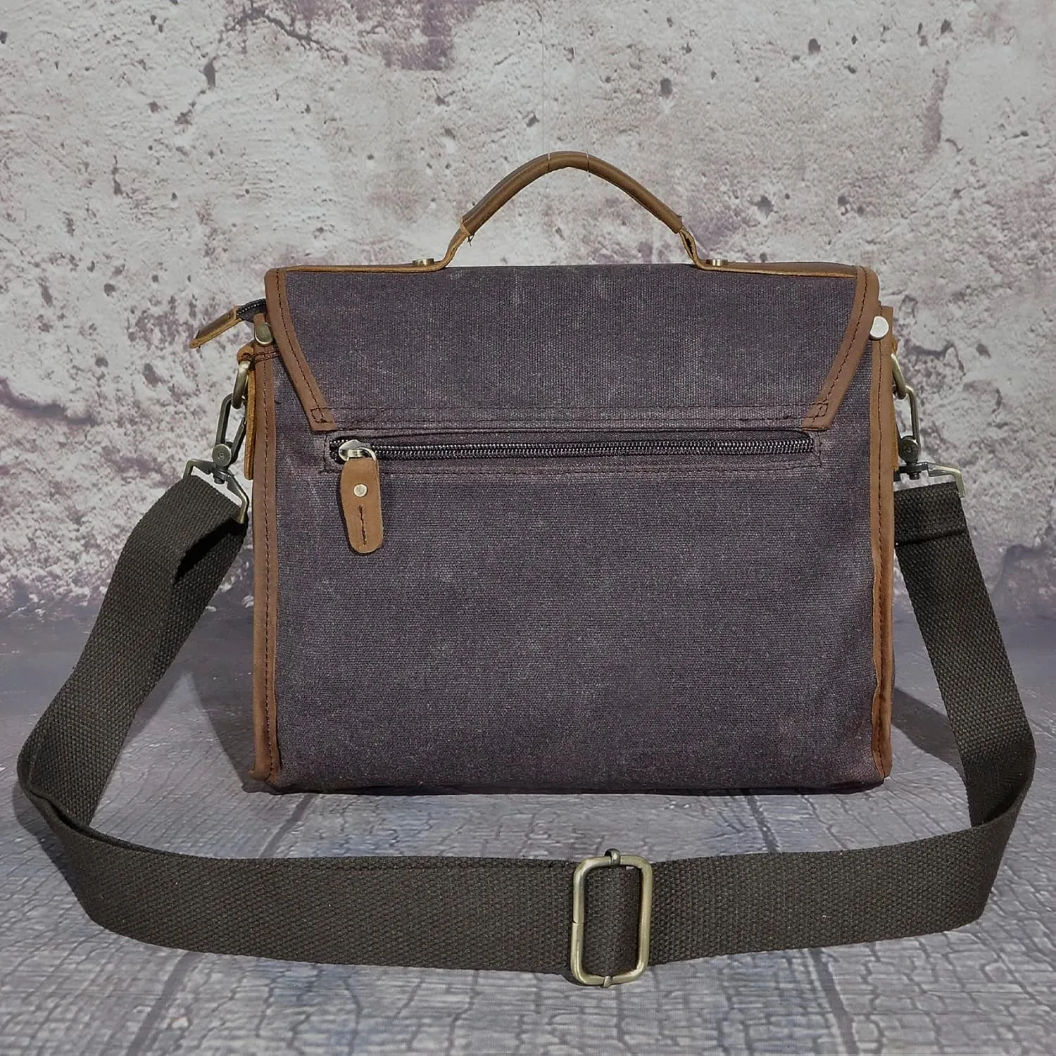 Water Resistant Canvas   Genuine Leather Travel Tote Messenger Cross-body One Shoulder Bag For Men FB202