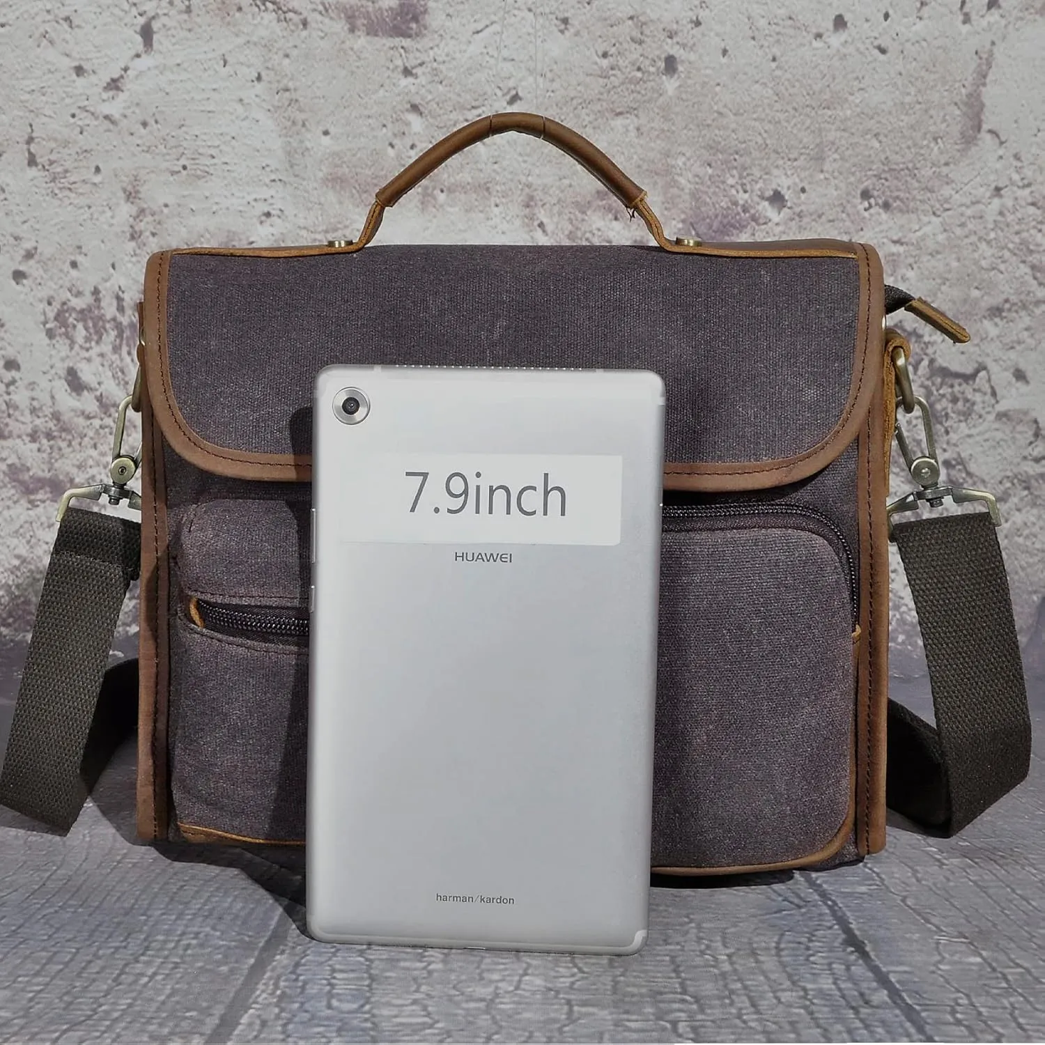 Water Resistant Canvas   Genuine Leather Travel Tote Messenger Cross-body One Shoulder Bag For Men FB202