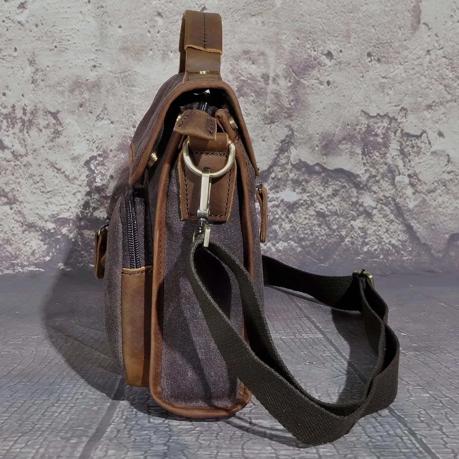 Water Resistant Canvas   Genuine Leather Travel Tote Messenger Cross-body One Shoulder Bag For Men FB202