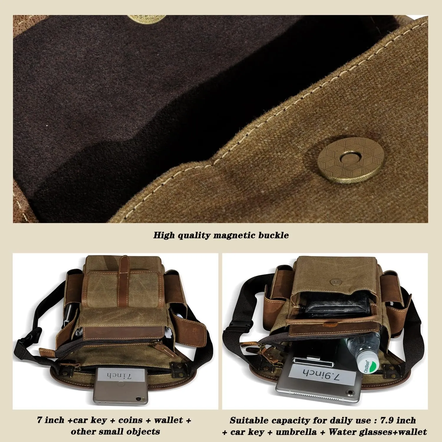 Water Resistant Canvas   Leather Motorcycle Travel Fanny Waist Pack Drop Thigh Leg Bag Pouch For Men Women FB913-5