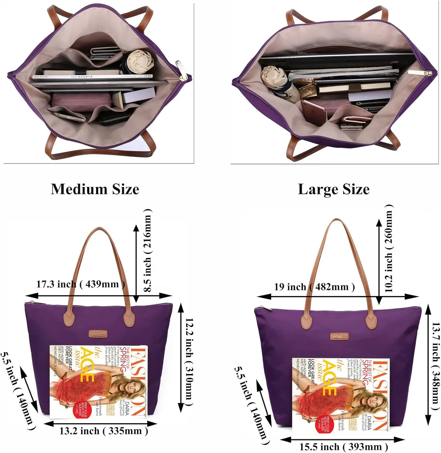 Water Resistant Light Weight Nylon Tote Bag Handbag