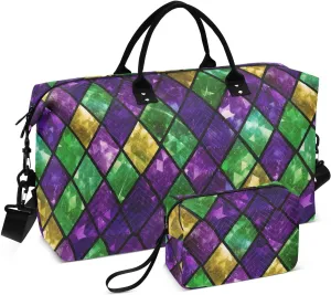 Watercolor Carnival Mardi Sports Gym Bag for Women Men Travel Duffel Bag Weekend Overnight Carry on Bag with Toiletry Bag Hospital Bag for Workout Swimming Yoga Plane Hospital