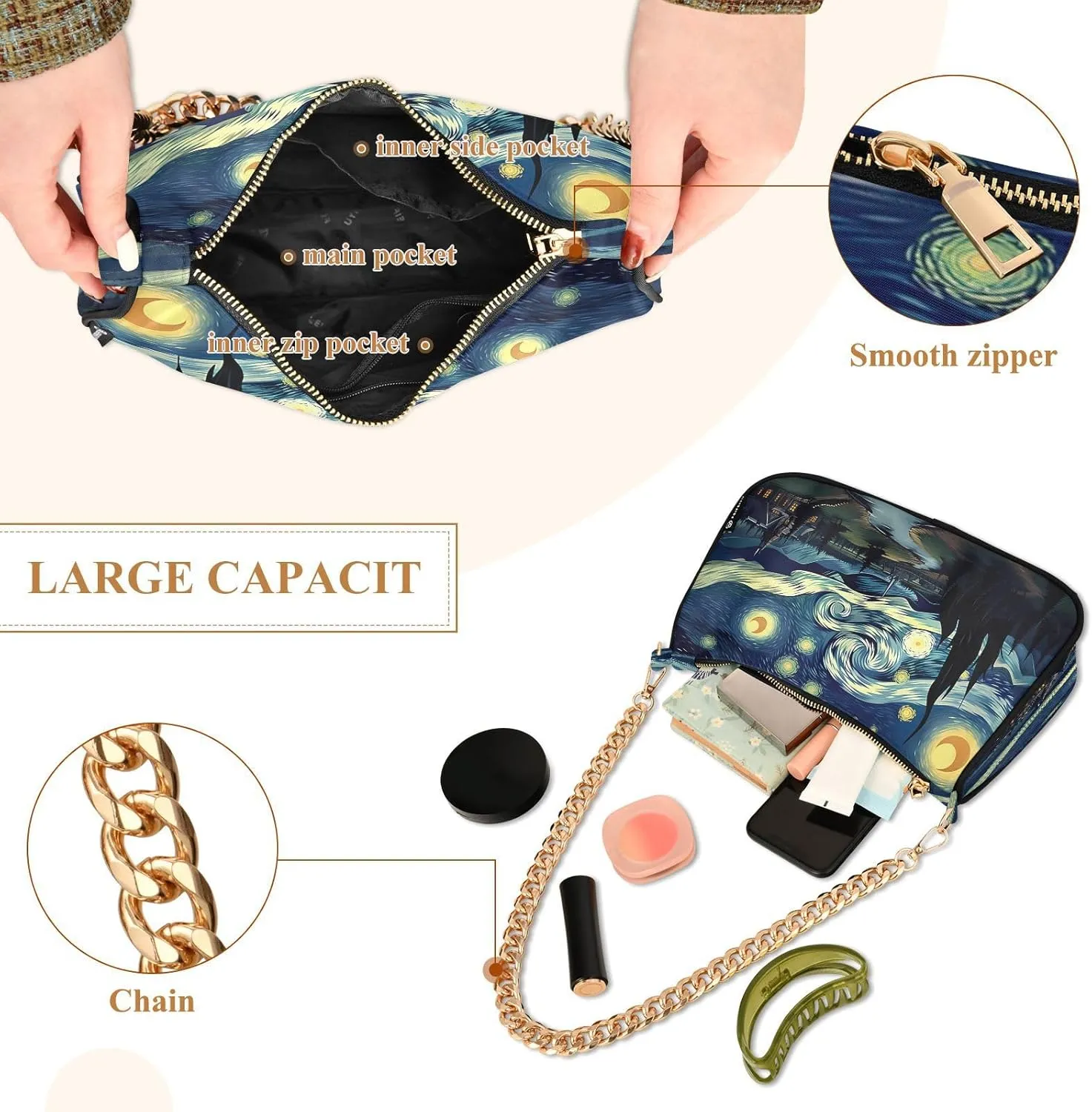Watercolor Cat with Many Cats Women's Small Purse, Womens Shoulder Bags Crossbody