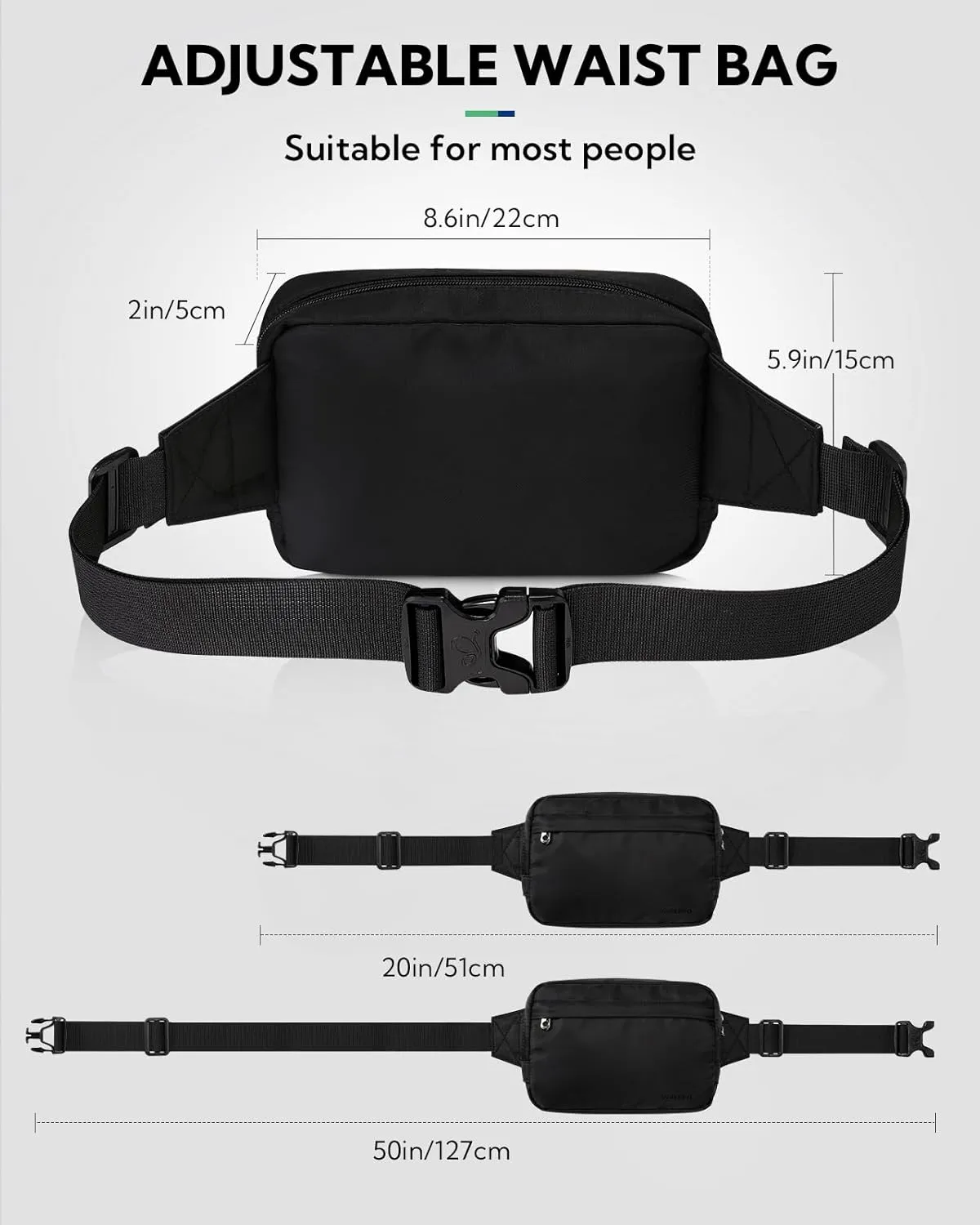WATERFLY Fanny Pack Waist Bag: Belt Bag for Women Men Crossbody Bags Theft Fashion Waist Packs for Hiking Running Travel Walking