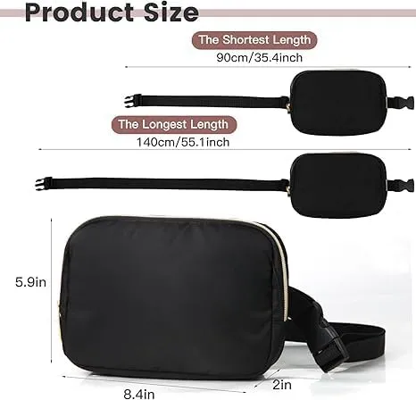 Waterproof Anti-Theft Fanny Pack for Men & Women, Adjustable Nylon Waist Bag for Travel, Outdoor, Gym - Lightweight Crossbody Belt Bag with Multiple Pockets