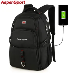 Waterproof USB Men's Polished &amp Resistant Backpack Charging Water with