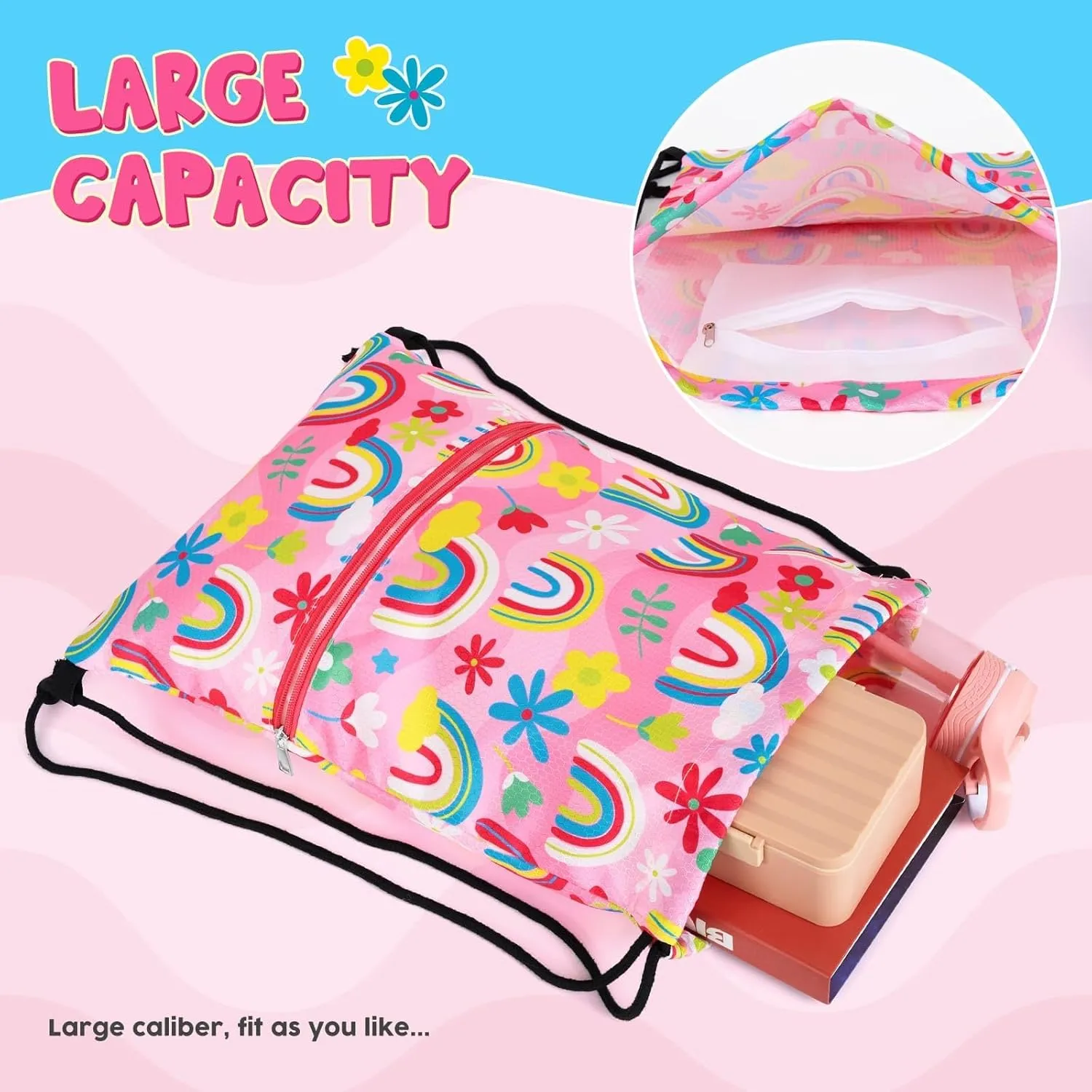 WAWSAM Drawstring Backpack - Drawstring Bags for Kids Swim Bag for Beach