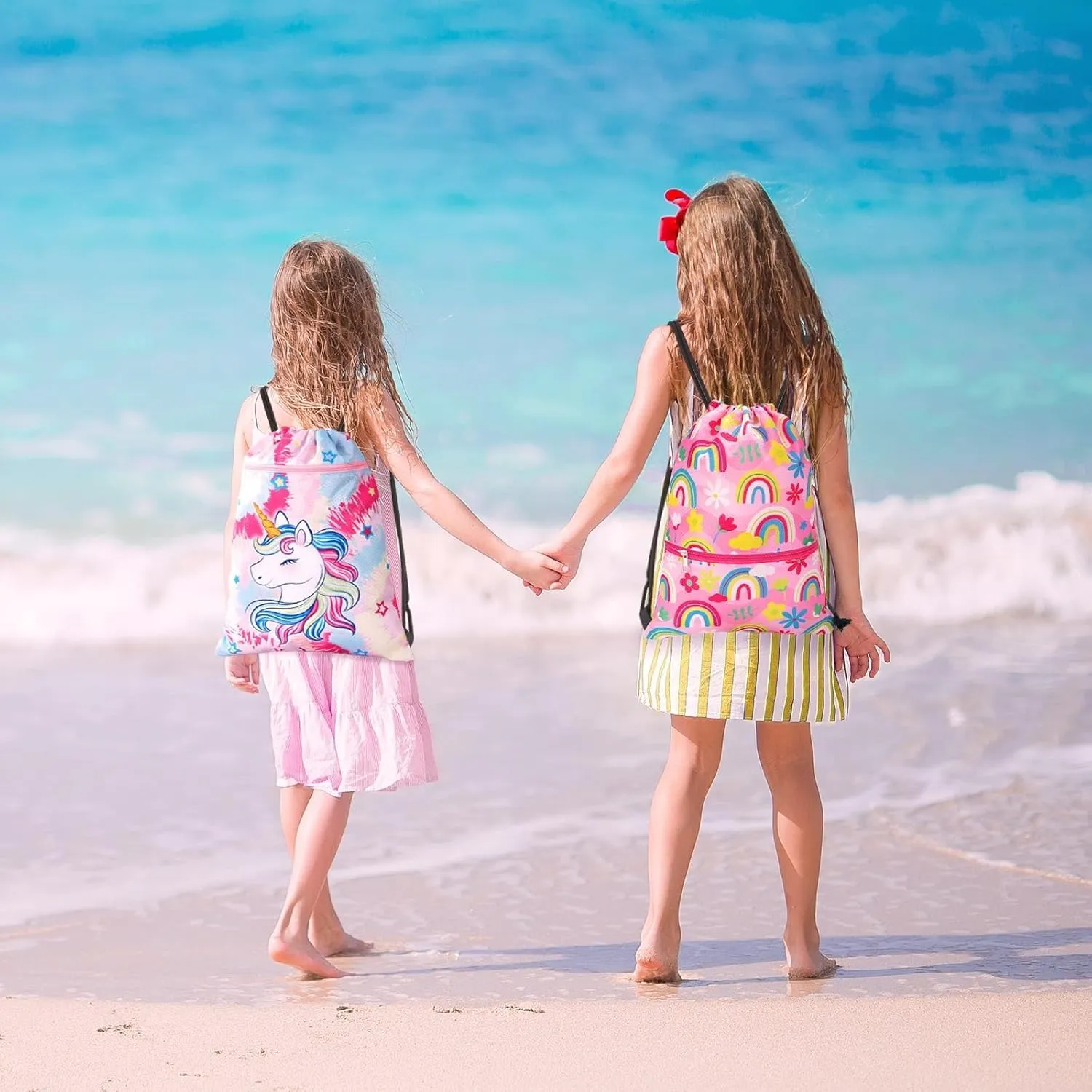 WAWSAM Drawstring Backpack - Drawstring Bags for Kids Swim Bag for Beach