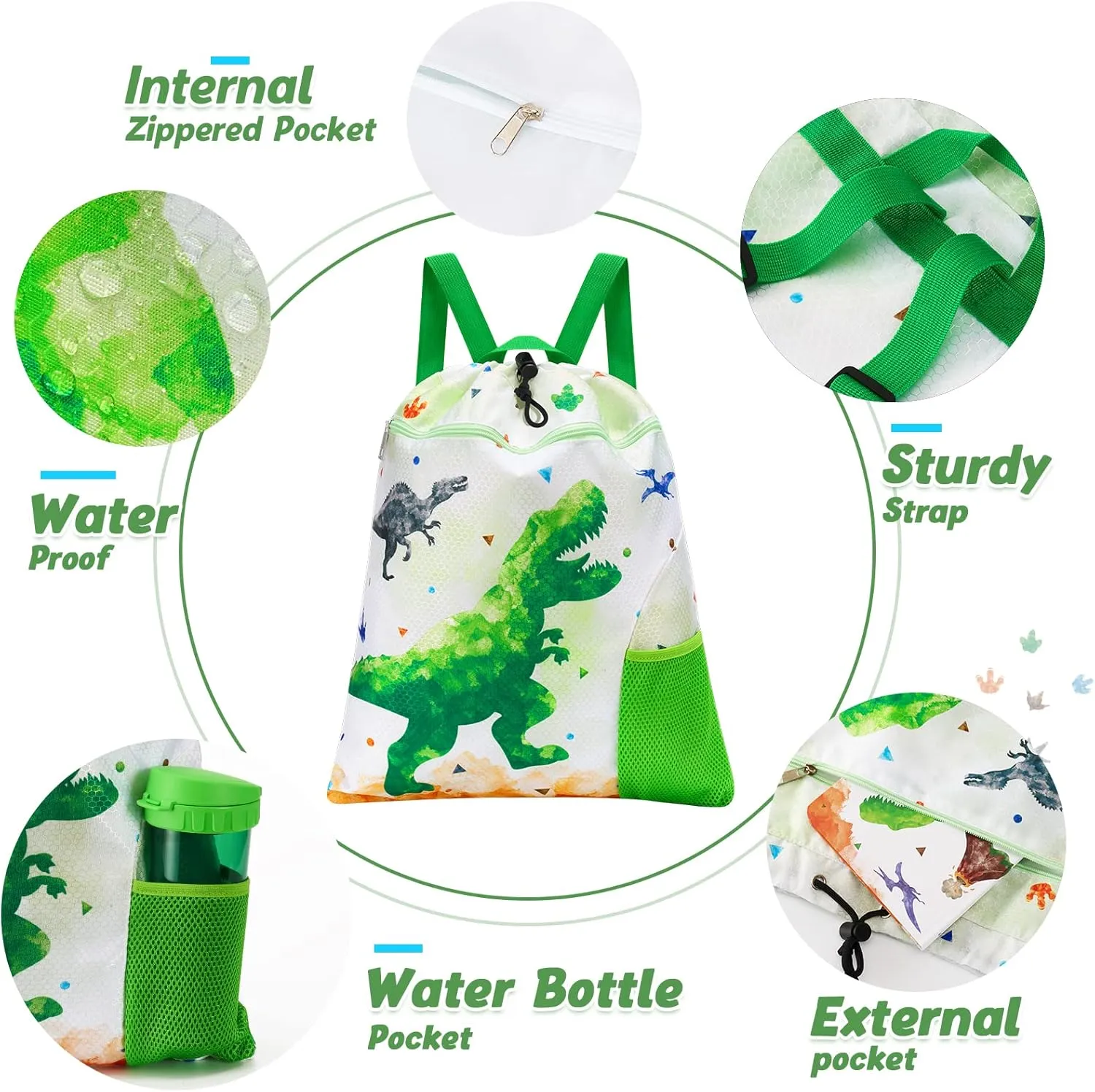 WAWSAM Gym Drawstring Backpack String Bag - 15” x 17” Sports Gym Bag for Kids Waterproof Swimming Beach Shopping Yoga Bag