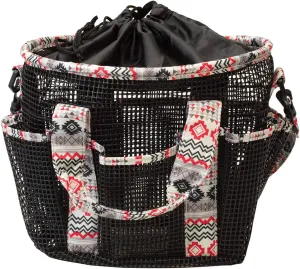 Weaver Leather Mesh Grooming Bag,Black with Crimson Aztec Binding, 65-2053-P19