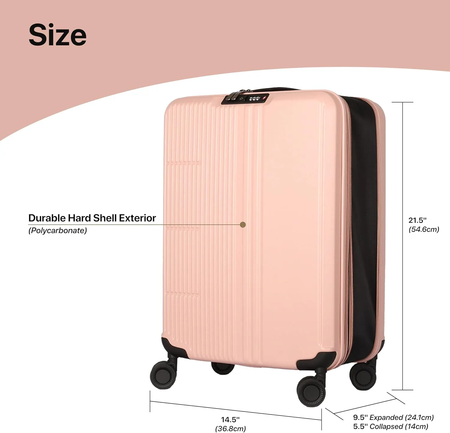 WESTEND 21 Inch Collapsible Carry On Luggage with Spinner Wheels, TSA Lock – Rolling Carry-On Including 7 Packing Cubes
