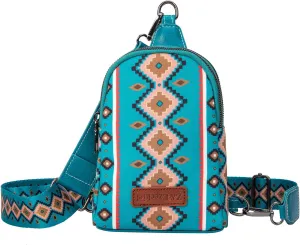Western Boho Small Crossbody Sling Bag for Women Cotton Canvas Crossbody Bags Fanny Packs Chest Bag Purse for Travel