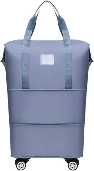 Wheeled Luggage Bag Expandable and Foldable Dry Wet Separation Water Travel Rolling Duffle Bag