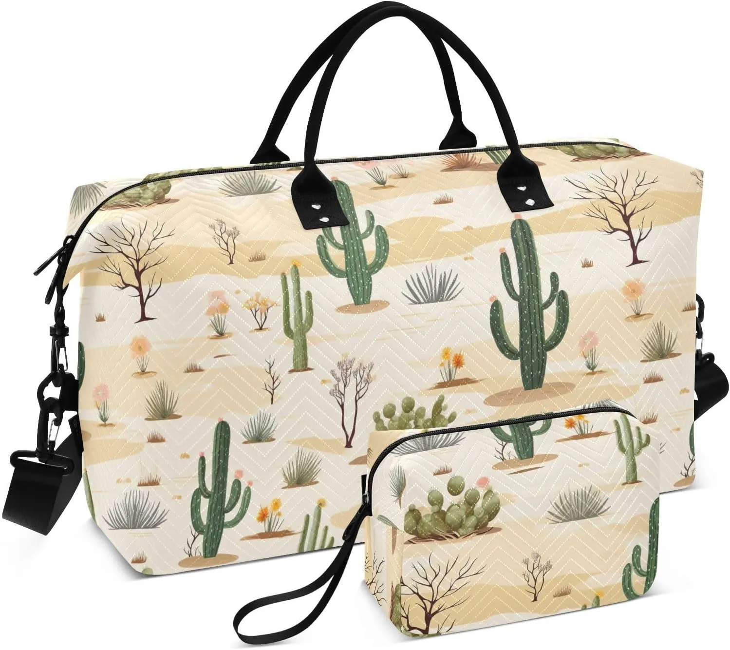 Wilderness Cactus Sports Gym Bag for Women Men Travel Duffel Bag Weekend Overnight Carry on Bag with Toiletry Bag Workout Dance Bag for Workout Swimming Yoga Plane Hospital