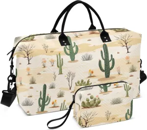 Wilderness Cactus Sports Gym Bag for Women Men Travel Duffel Bag Weekend Overnight Carry on Bag with Toiletry Bag Workout Dance Bag for Workout Swimming Yoga Plane Hospital