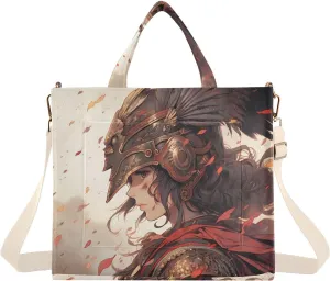 Woman Knight Women's Tote Bag Corduroy Cloth Handbag Purse with Detachable Strap Small Size