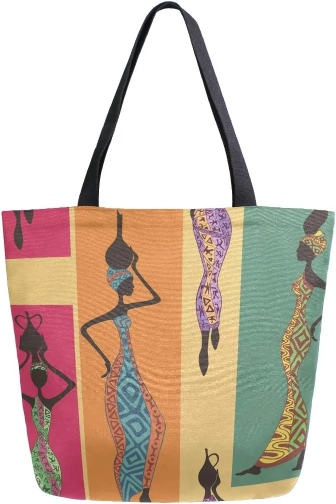 Woman Tote Bag African American Women Shoulder Handbag for Work Travel Business Beach Shopping