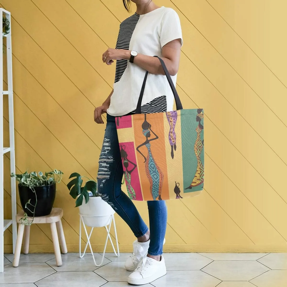 Woman Tote Bag African American Women Shoulder Handbag for Work Travel Business Beach Shopping