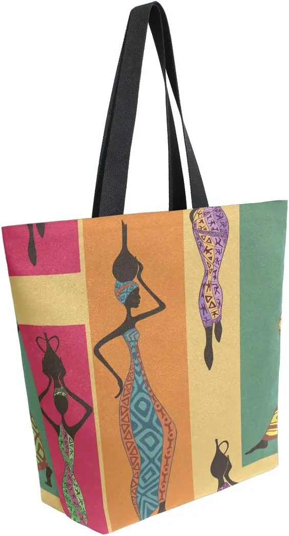 Woman Tote Bag African American Women Shoulder Handbag for Work Travel Business Beach Shopping