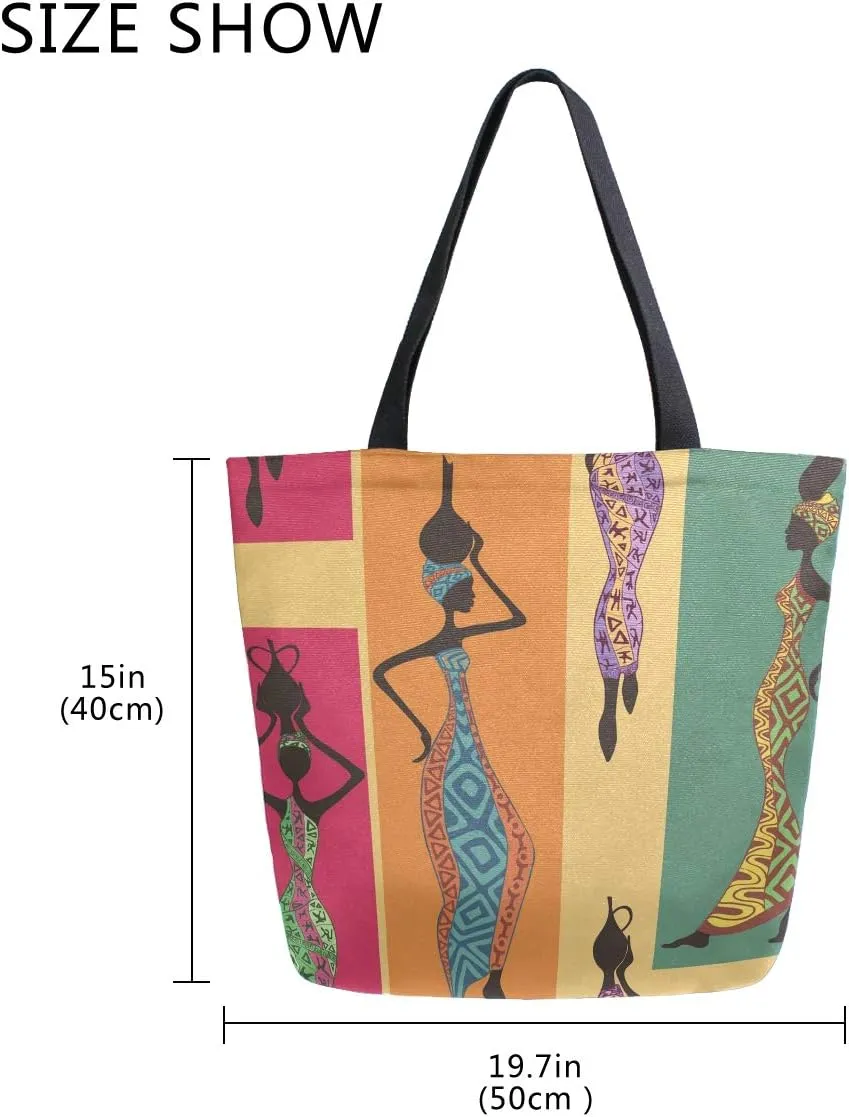 Woman Tote Bag African American Women Shoulder Handbag for Work Travel Business Beach Shopping