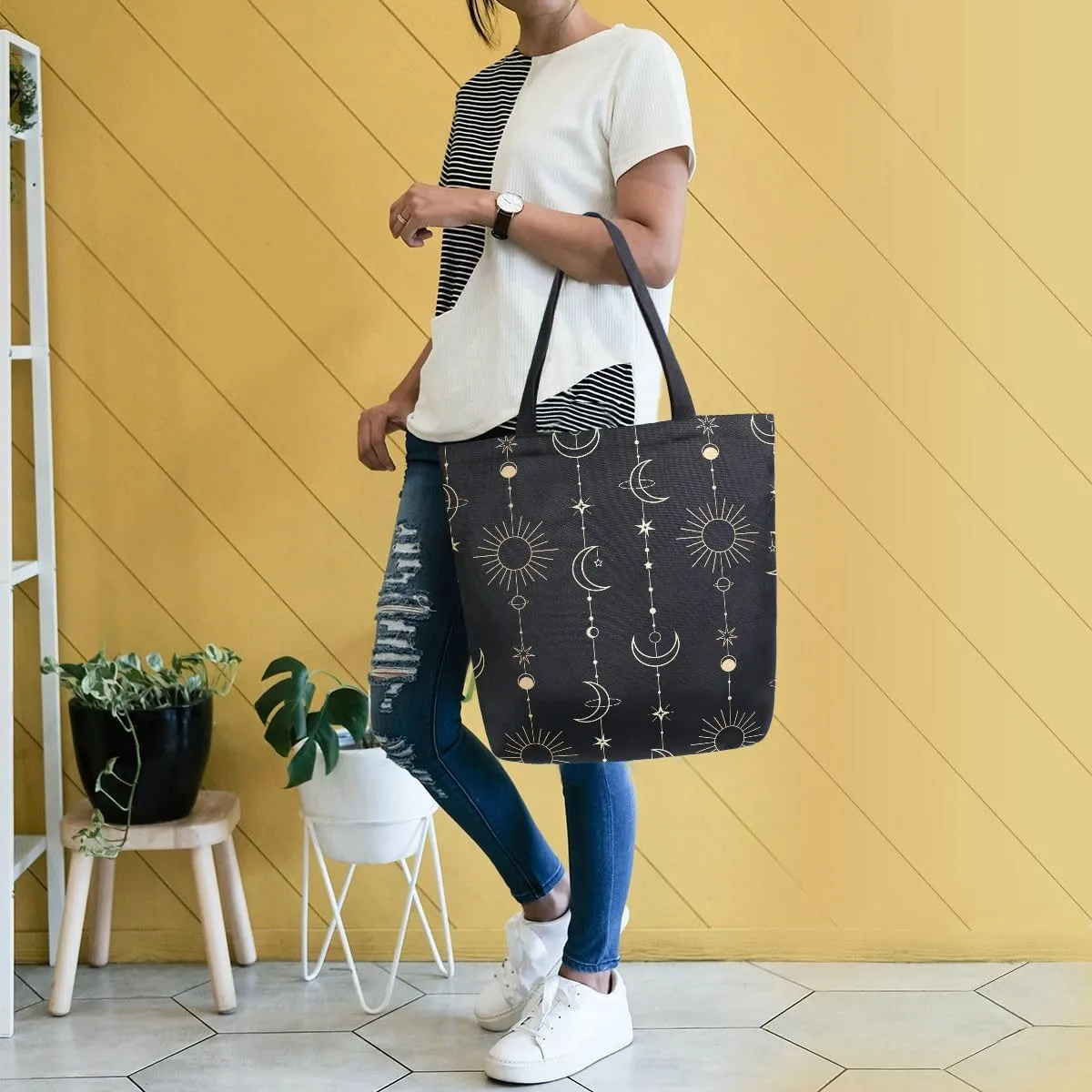 Woman Tote Bag Rainbow Fist Pride Shoulder Handbag for Work Travel Business Beach Shopping