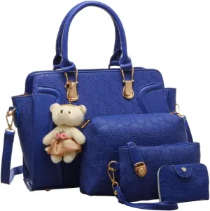 Women 4PCS Tote Satchel Shoulder Bag PU Top Handle Bag Clutch Card Holder