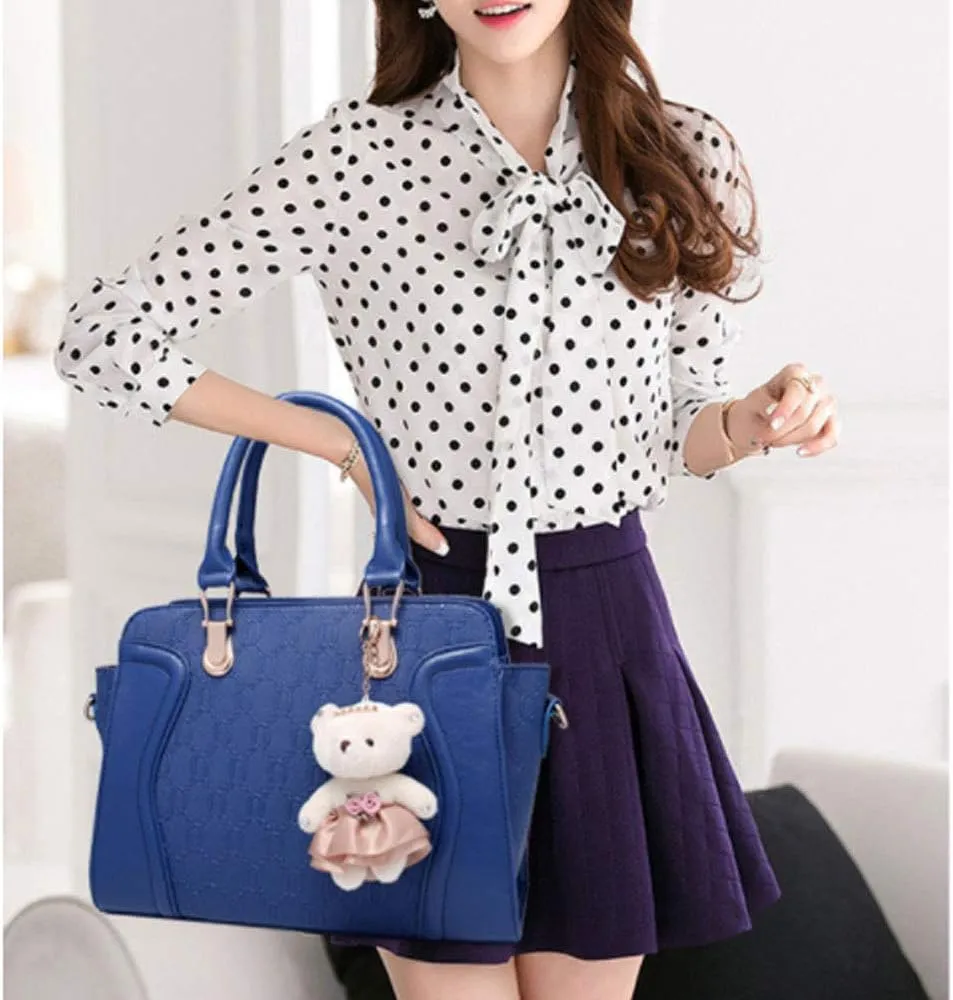 Women 4PCS Tote Satchel Shoulder Bag PU Top Handle Bag Clutch Card Holder