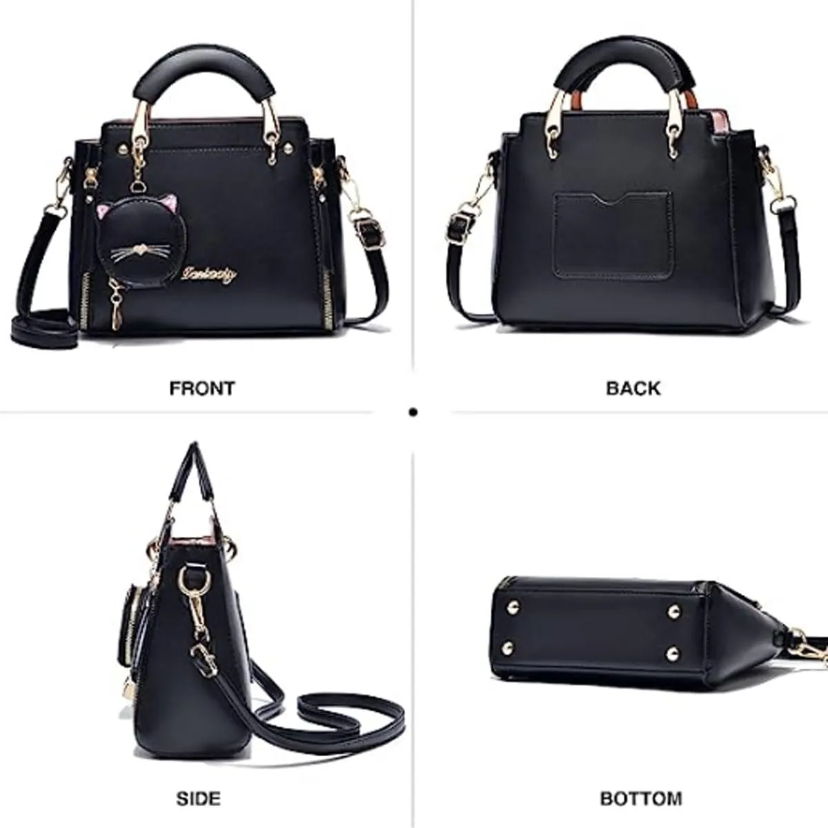 Women Fashion Handbag Luxury Designer Crossbody Purse Leather Satchel Shoulder Messenger Bag Tote with Cat Wallet