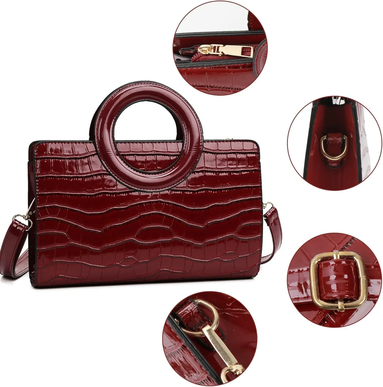 Women Flap Tote Top Handle Satchel Handbags PU Leather Clutch Purse Shoulder Bag