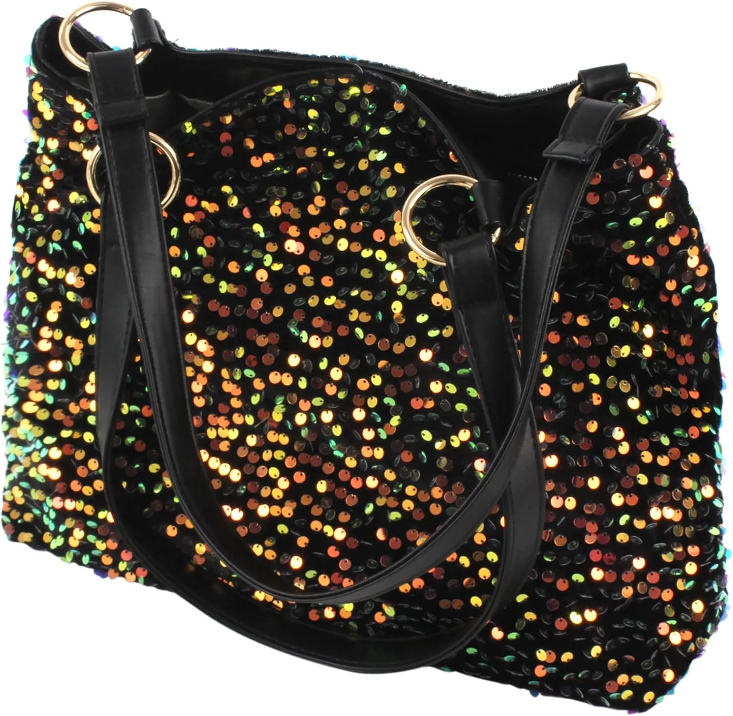 Women Glitter Sequin Shoulder Tote Bag Girls Large Capacity Shiny Shopping Bag Pouch
