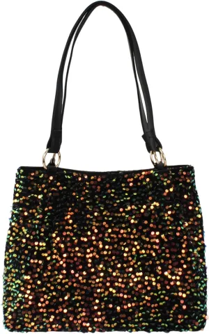 Women Glitter Sequin Shoulder Tote Bag Girls Large Capacity Shiny Shopping Bag Pouch